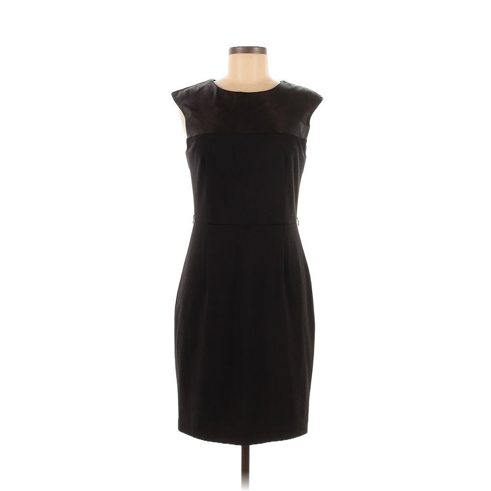Calvin Klein Black Sheath Dress with Faux Leather Accent